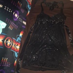 Charlotte Russe black and silver formal halter